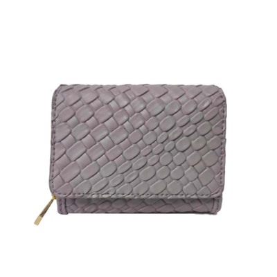 Purple Fake Braided Grain Zip Wallet
