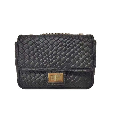 Black Fake Braided Grain Cross Bag