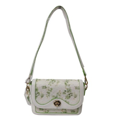 Green Lace Twist Lock LIDS Inclined Shoulder Bag