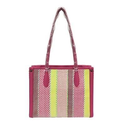 Rose Color Straw Shopping Bag