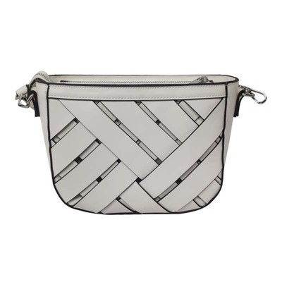Beige Braided Inclined Shoulder Bag