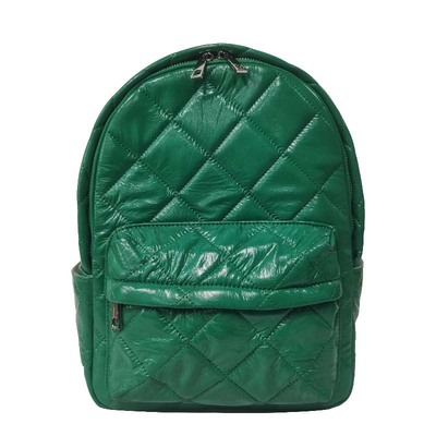 Green Argyle Grain Quilted Backpack
